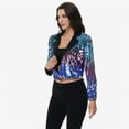 thumbnail image 3 of Women's Sequin Cropped Blazer Long Sleeve Sparkly Open Front Jacket - X Large, Midnight, 3 of 7