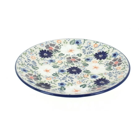 Blue Rose Polish Pottery Carnival Dessert Plate