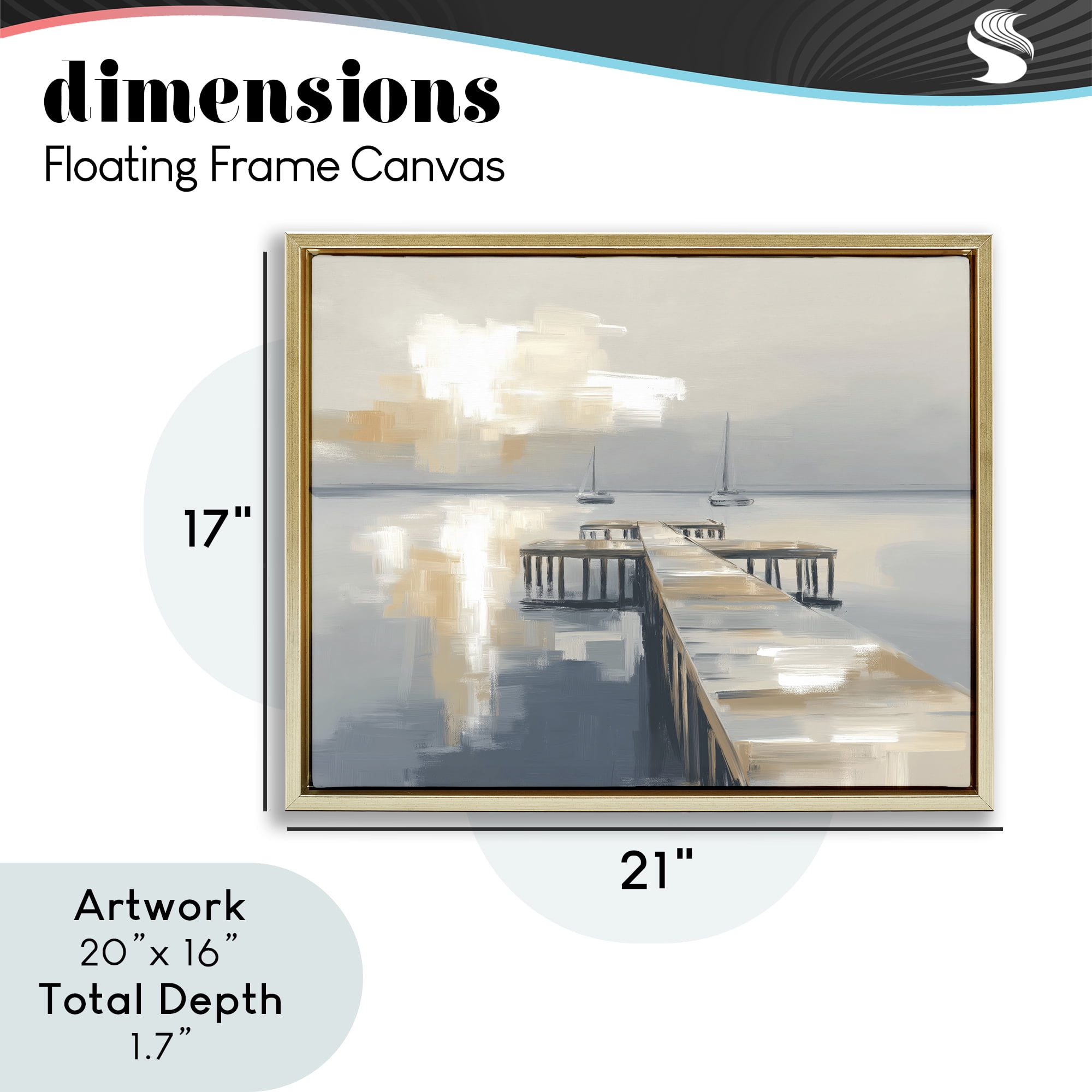 Stupell Industries Pier with Two Boats Seascape Gold Framed Floater Canvas Wall Art, design by Kim Curinga