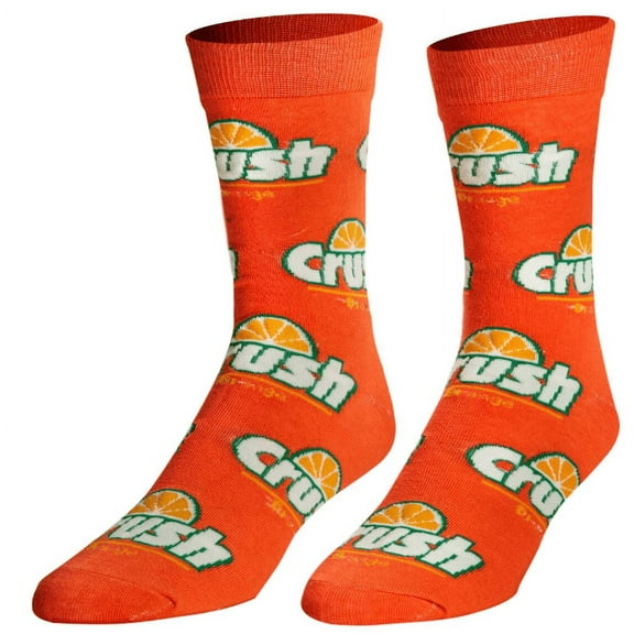 Crazy Socks for Men, Orange Crush Soda, Bold Logo Merch, Funny Colorful, Large