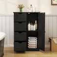 thumbnail image 2 of GLACER Bathroom Floor Cabinet, Multifunctional Storage Cabinet with 4 Drawers and 1 Door, Wooden Side Storage Organizer for Bathroom, Living Room or Kitchen, 22 x 12 x 32 inches (Black), 2 of 16