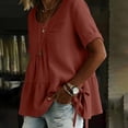 thumbnail image 5 of Cilsoka Women's Short Sleeve Tunic Tops Loose Fit Crewneck T Shirts Eyelet Flowy Babydoll Peplum Top Summer Boho Blouses, 5 of 6