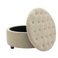 thumbnail image 4 of Porthos Home Nala Round Storage Ottoman, Tufted Fabric, Nailhead trim, 4 of 6