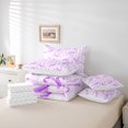 thumbnail image 6 of jejeloiu Ribbon Bow Print 7pcs Bedding Comforter Set,Purple Bowknot Loves Queen Bedding Sets For Kids Reversible, 6 of 8