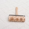 thumbnail image 2 of CIMAXIC christmas Wooden Engraved Rolling Christmas Engraving Baking Embossed Rolling Pin Handheld Printing Roller Professional Roller Mold for Home Store Restaurant Snowflake Style, 2 of 4