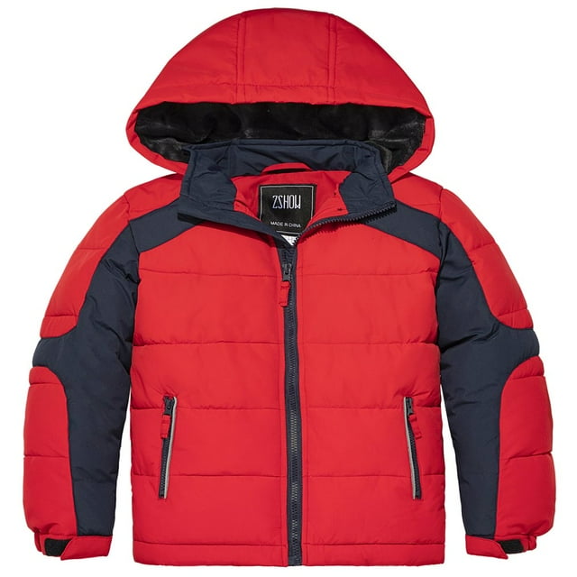 ZSHOW Boy‘s Winter Jacket Windproof Puffer Coat Quilted Puffer Jacket Black 14/16
