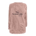 thumbnail image 4 of lcziwo Womens Sherpa Pullover Fuzzy Fleece Sweatshirts Oversized Crewneck Tunic Sweatshirt Letter Print Loungewear Thermal Tops with Pockets Limited Time Sales Pink 3XL, 4 of 5