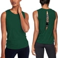 thumbnail image 2 of CAIXIA Womens Workout Tank Tops Sleeveless Cropped Tank Tops Open Back T-Shirt Workout Sports Shirts Oversized Gym Clothes,Green, 2 of 3