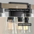 thumbnail image 2 of Kira Home Asher 23" 3-Light Farmhouse Vanity / Bathroom Light + Funnel Glass Shades, Smoked Birch Finish, 2 of 7