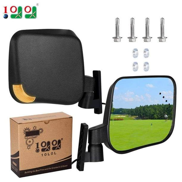 10L0L Universal Golf Cart Side Mirrors with LED Indicators,Rear View
