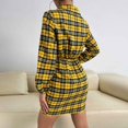 thumbnail image 4 of Vestido camisero Manga larga Solapa Cintura alta Anudado Paquete de rejilla informal Falda a la cadera para mujer, 4 of 8