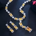 thumbnail image 2 of Square Dangle Drop CZ Yellow Necklace Earrings Fiancee Engagement Jewelry Set, 2 of 9