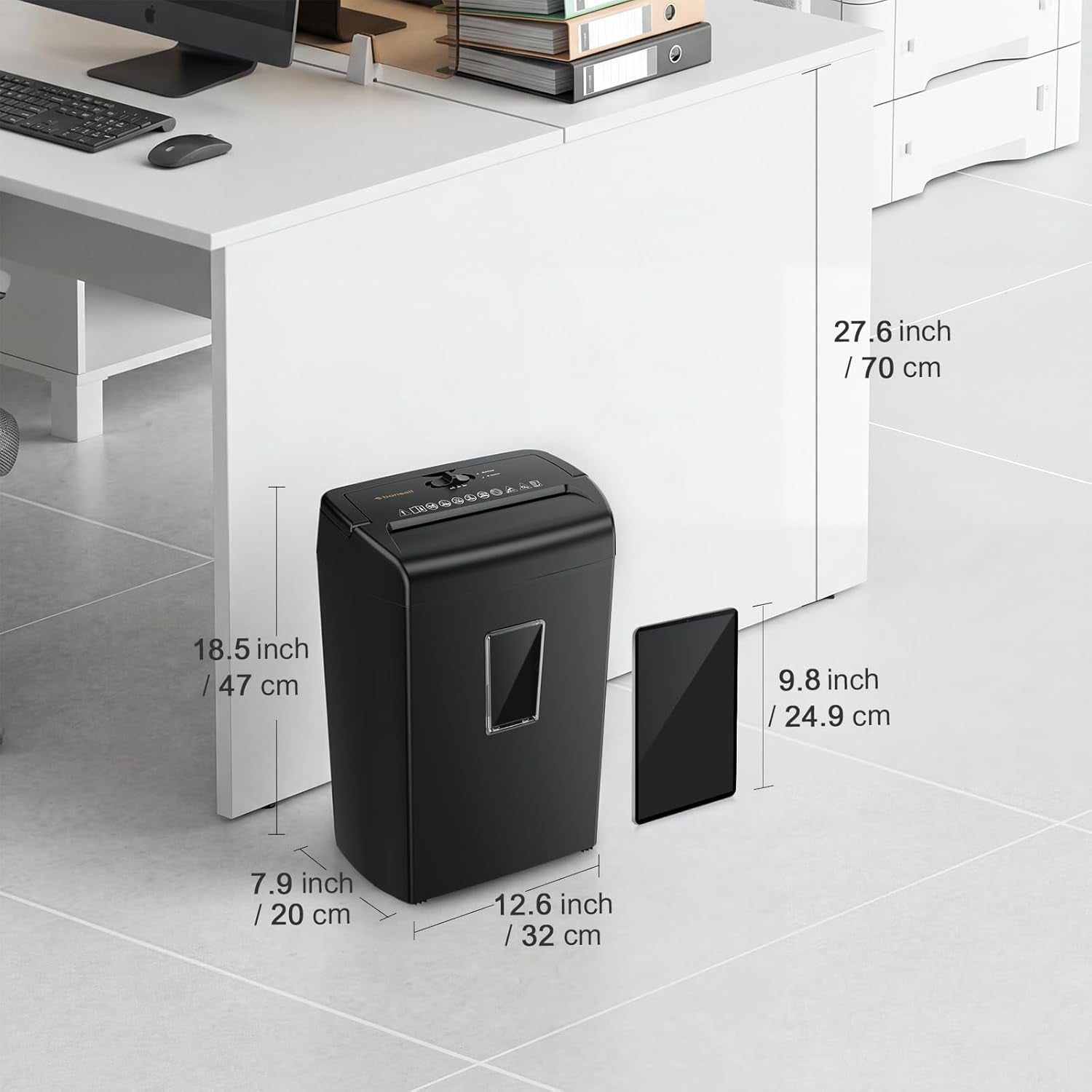 10-Sheet Cross Cut Paper Shredder with 5.5 Gal Bin & Transparent Window – Heavy Duty for Home Office, Safely Destroys Credit Cards, Staples & Paper Clips