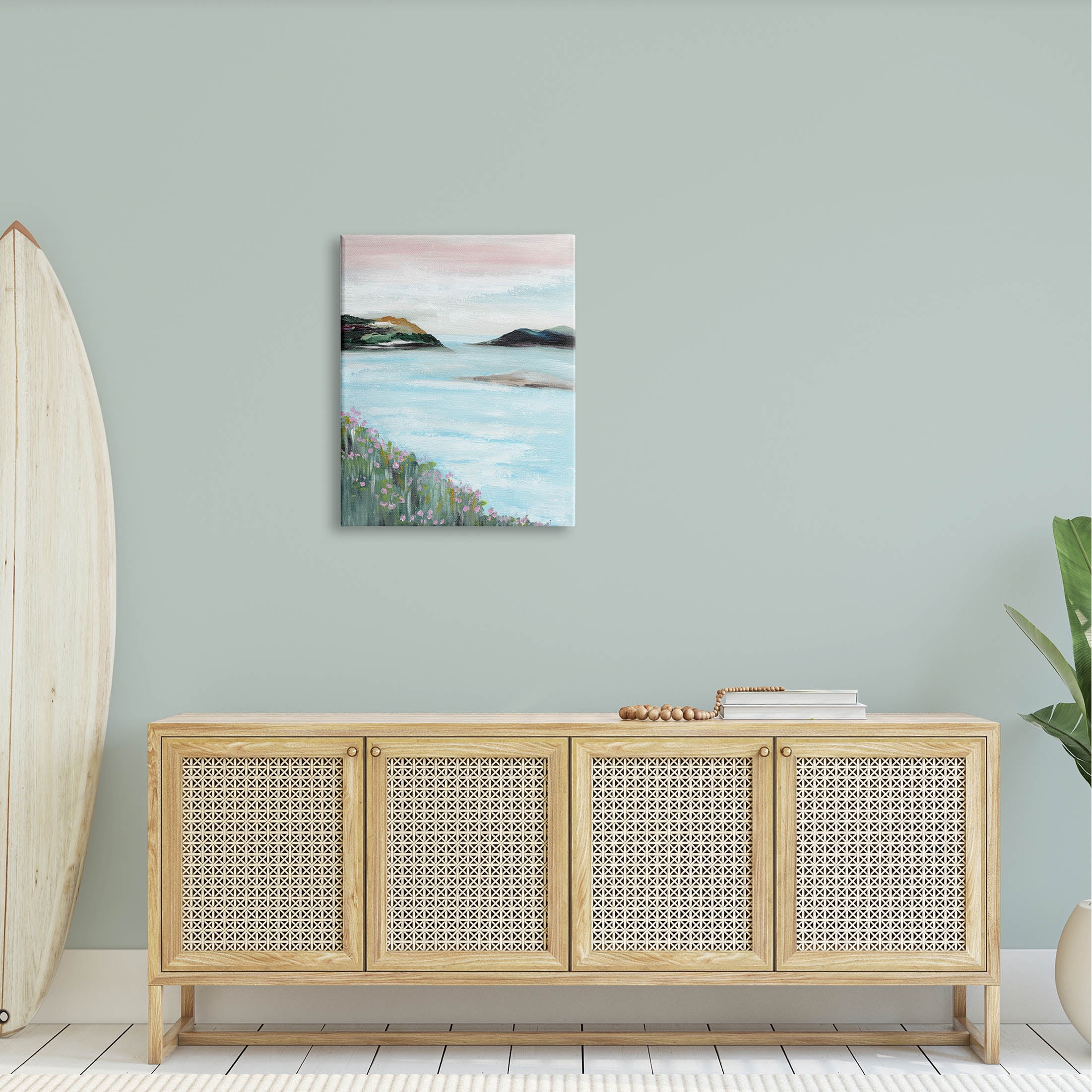 Stupell Industries Rocky Lakeside Meadow Pink Blooms Painting Gallery Wrapped Canvas Print Wall Art, Design by Nikita Jariwala