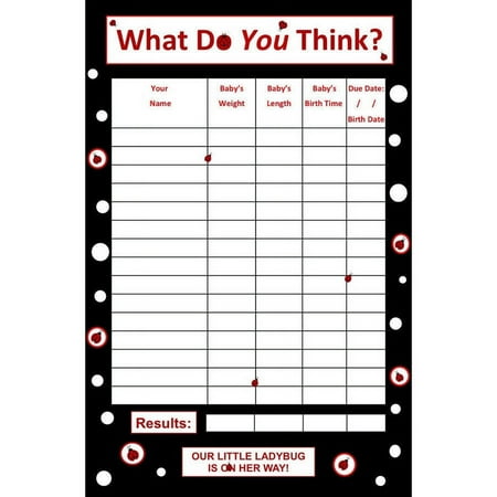 Baby Girl-Ladybug-Baby Guessing Game and Keepsake, Small-15 Players, Bundle Board