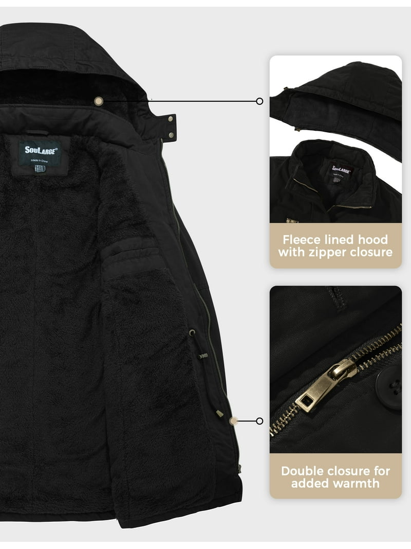 Soularge Women's Plus Size Winter Parka – Detachable Hood, Lightweight & Machine Washable