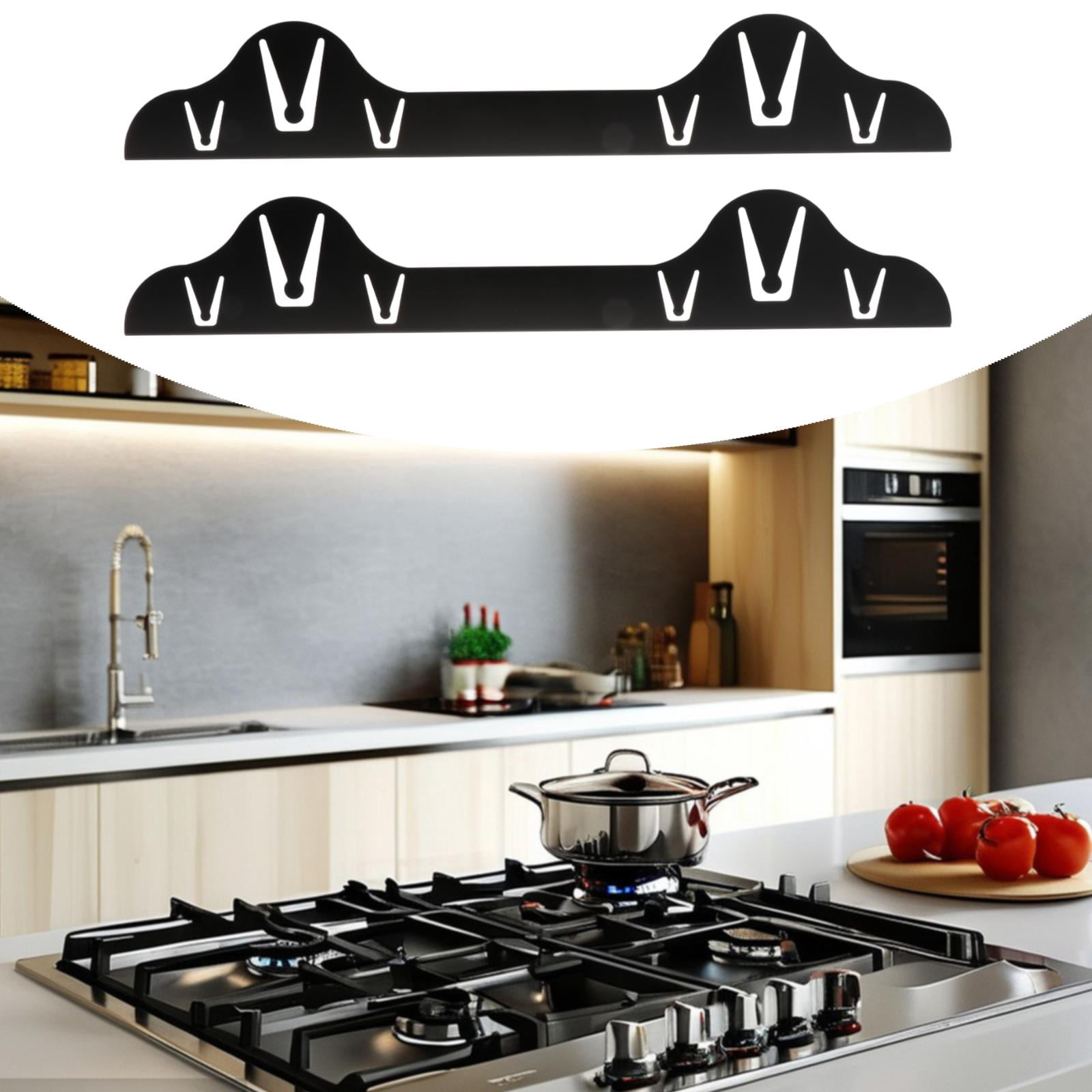 Fiocias 4x Stainless Steel Stovetop Counter Gap Covers Retractable Sturdy Heat Resistant Black