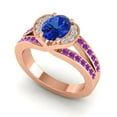 thumbnail image 2 of 2.35 Carat Oval Cut Blue Sapphire & Amethyst Gemstone Beautiful Anniversary Ring for Ladies Solid 14K Rose Gold Size 10.5 by Diamond-Capitals, 2 of 8