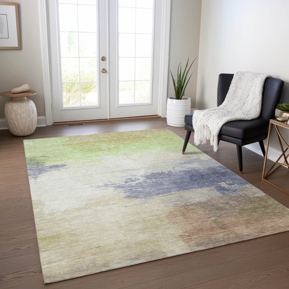 Addison Rugs Machine Washable Indoor/ Outdoor Abstract Brushstroke Chantille Rug 10' x 14' - Aloe