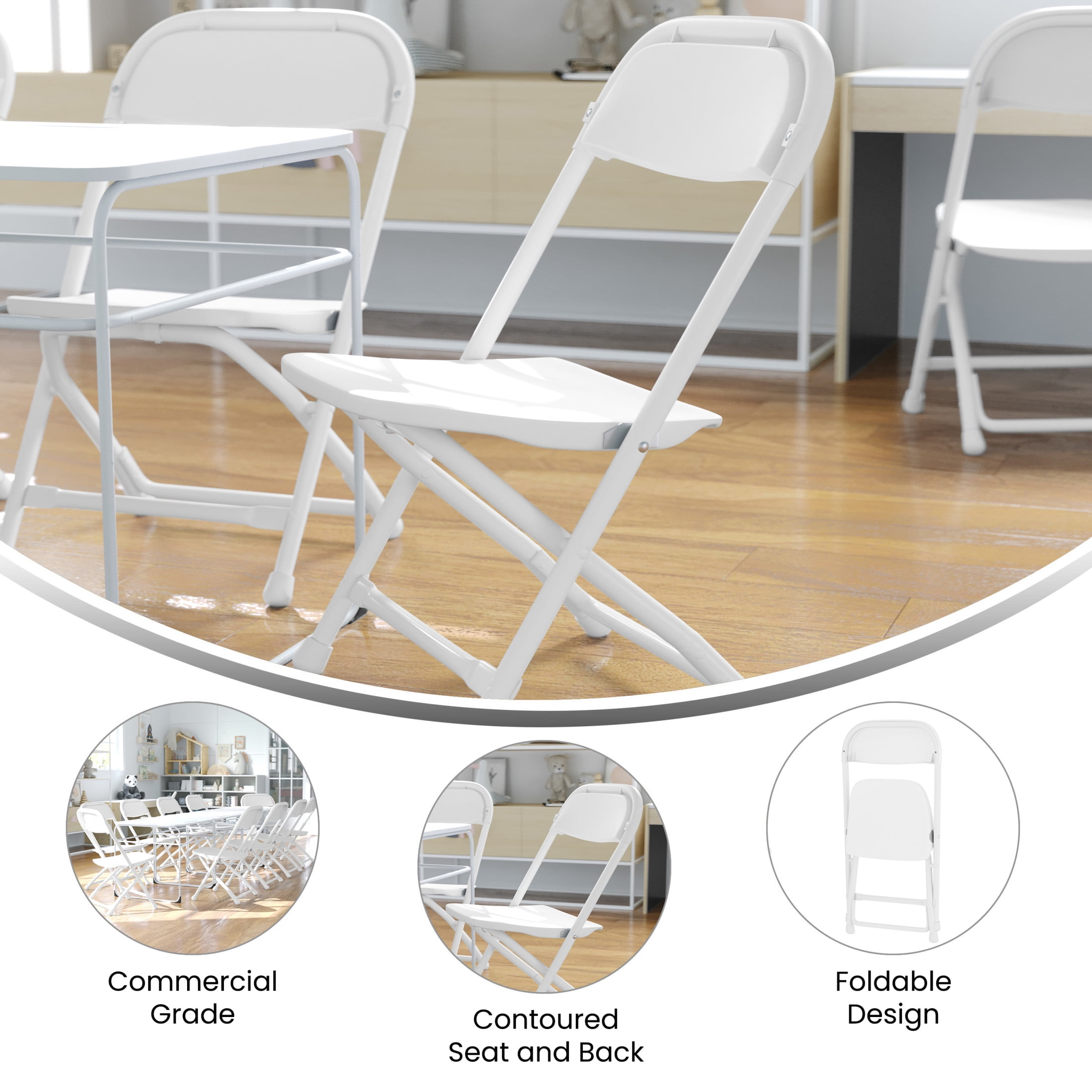 Flash Furniture 2 Pack Kids White Plastic Folding Chair