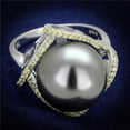 thumbnail image 1 of Women Rhodium 925 Sterling Silver Ring with Synthetic in Gray - Size 6, 1 of 1