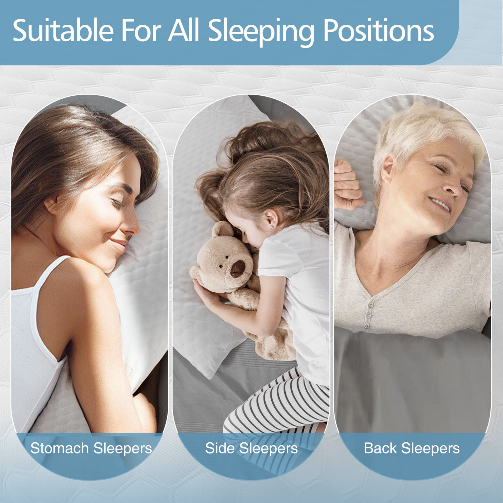 EDX Standard Size Memory Foam Pillows,Neck Pain Relief Pillows with Washable Cover and Breathable Mesh for Side, Back and Stomach Sleepers,3 Pack