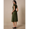 thumbnail image 7 of Army Green Ditsy Floral V-Neck Midi Dress With Short Sleeves And Black Trim Detail, 7 of 7