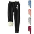 thumbnail image 3 of ZQUUVOU Women's Fleece Lined Sweatpants Thermal Printed Plush Winter Elastic Waisted Thickened Pants with Pockets Blue A, 3 of 3