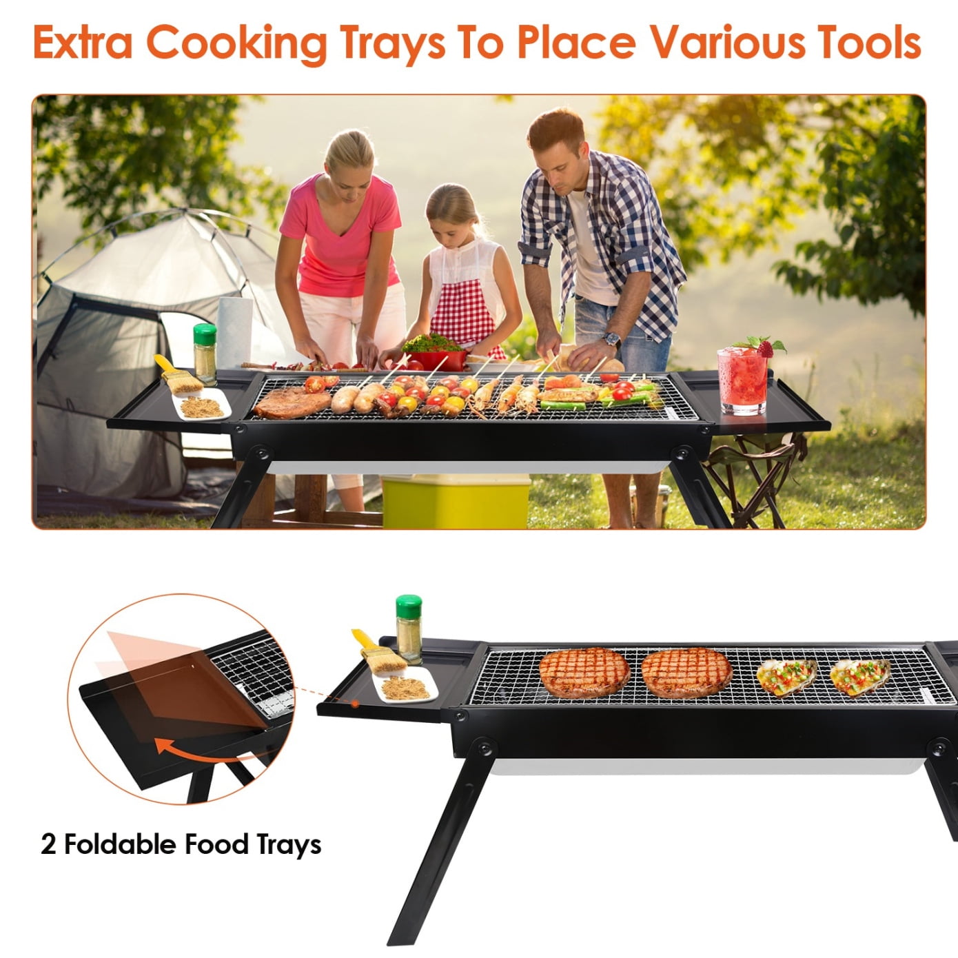 Portable BBQ Griddle, Foldable Kabob Barbecue  for Outdoor Hibachi BBQ Lamb Skewer Camping Barbecue Grill in Garden Backyard Party Picnic Travel