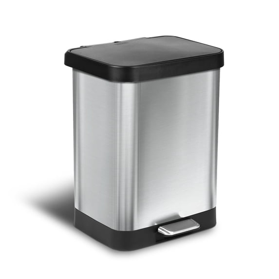 Open Box Glad 13 Gallon Stainless Steel Step Trash Can