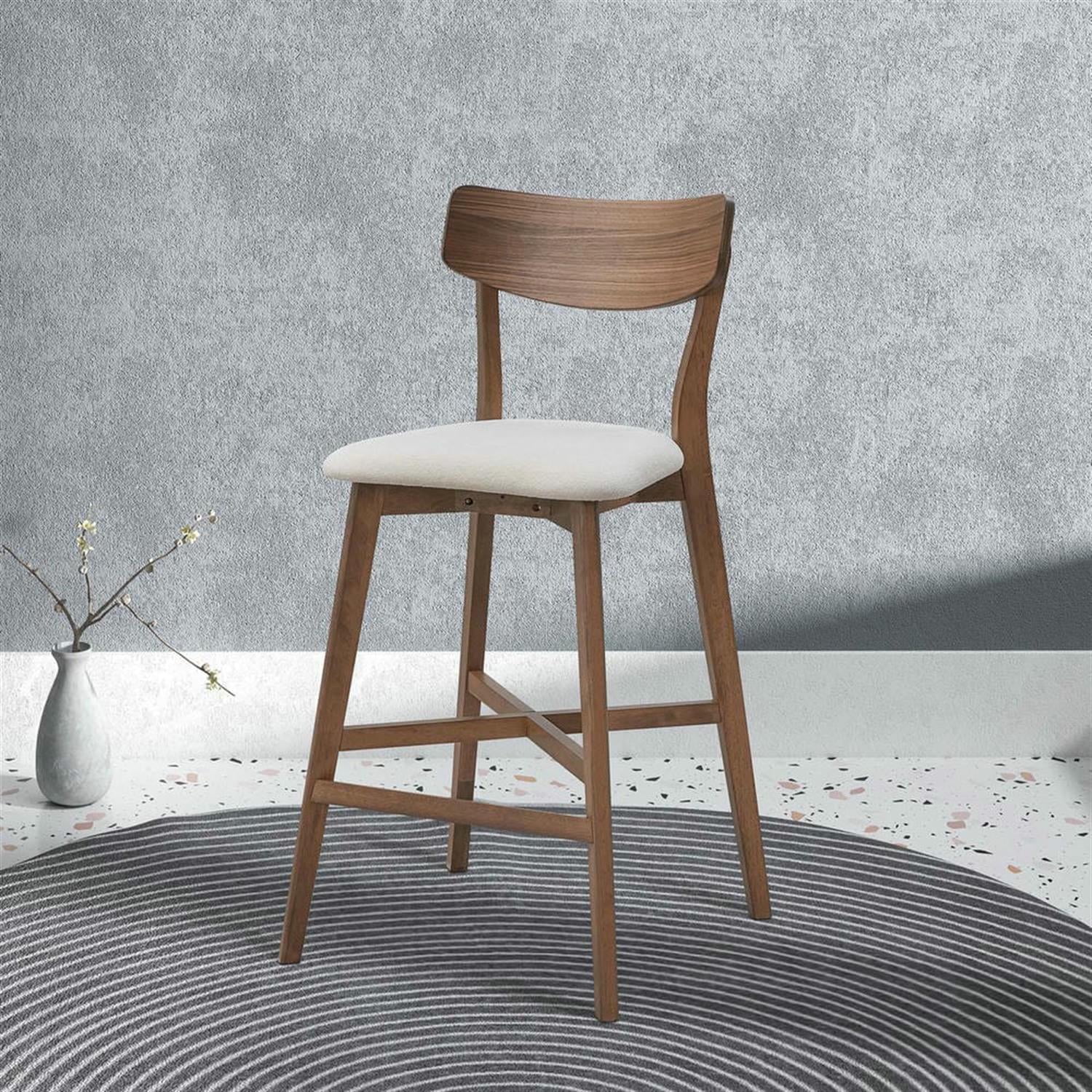 Demi Bonn 41" Counter Height Bar Stools Set of 2, Soft Upholstered Barstools with Back, Kitchen Island Countertop Chairs for Dining Room, Brown