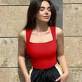 thumbnail image 6 of OQQ Women's Bodysuits Sexy Ribbed Strappy Square Neck Sleeveless Tummy Control Tank Tops Bodysuits, 6 of 7