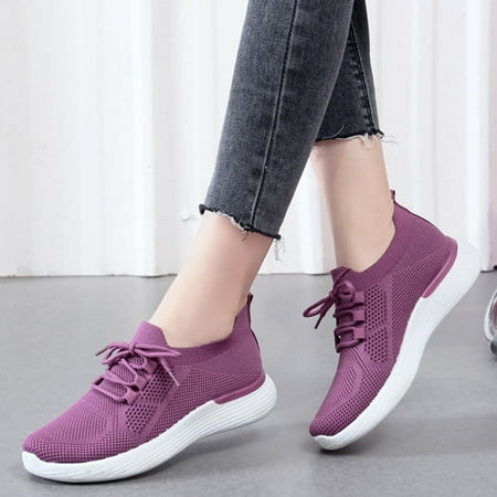 

Aayomet Platform Sneakers for Women Women Wedge Sneakers Mesh Socks Casual Outerwear Women Shoes Breathable Casual Sports Shoes Purple 7