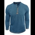 thumbnail image 3 of Camisetas Henley para Hombre, Larga Raglán, Informales, Ajustadas, Ligeras, de Moda. Azul XXL, 3 of 7
