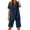 Z03 Navy, variant on Mifsaly 2 Piece Short Sets for Women Summer Cotton Linen Short Sleeve V Neck Collared Shirts and Elastic Waist Shorts with Pockets Gray,S