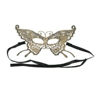 Unique Bargains Halloween Christmas 1 Pc Butterfly Half Face Party Mask for Masquerade Party Gold Tone Lace