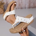 thumbnail image 4 of Womens Platform Flip Flops with Arch Support Comfy Footbed Wedge Sandals Boho Hollow out Nonslip Slip on Cork Wedges Heels White Size 7, 4 of 6