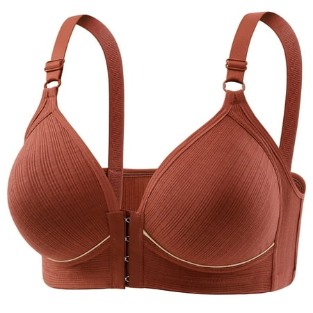 SMihono Womens Lace Bras Adjustable Medium Support Minimizer Bras No Underwire Breathable Supportive Bras Comfortable Bra Brown XXL