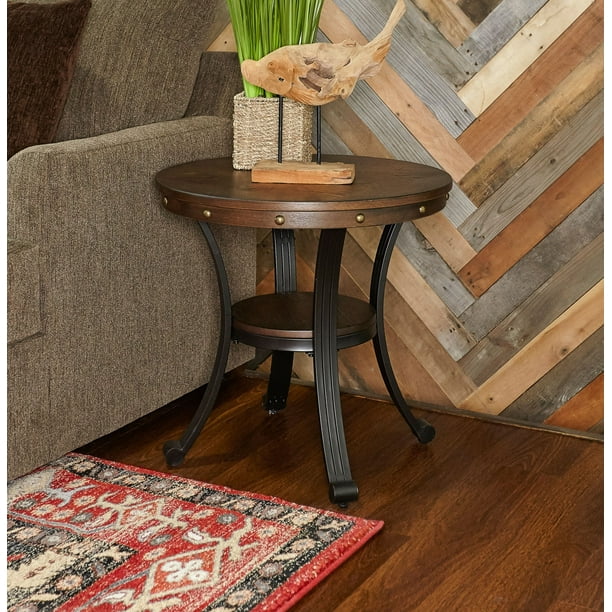 Powell Franklin Side Table, Dark Brown