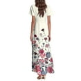 thumbnail image 5 of Women's Elegant Flutter Sleeve Dress Floral Chiffon Maxi Dress Flowy Wedding Guest Dress for Spring 2025 Pink XS, 5 of 5