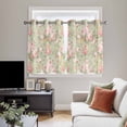 thumbnail image 5 of Pink Flowers Kitchen Curtains Short 45 Inch Length, Green Country Botanical Floral Leaves Grommet Top Bedroom Living Room Curtains, Light Filtering Cafe Curtain Drapes 2 Panels Set 84''x45'', 5 of 9