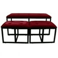 thumbnail image 2 of Ore International 20.5"H Red Suede Tufted Metal Bench W/ 2 Seatings, 2 of 2