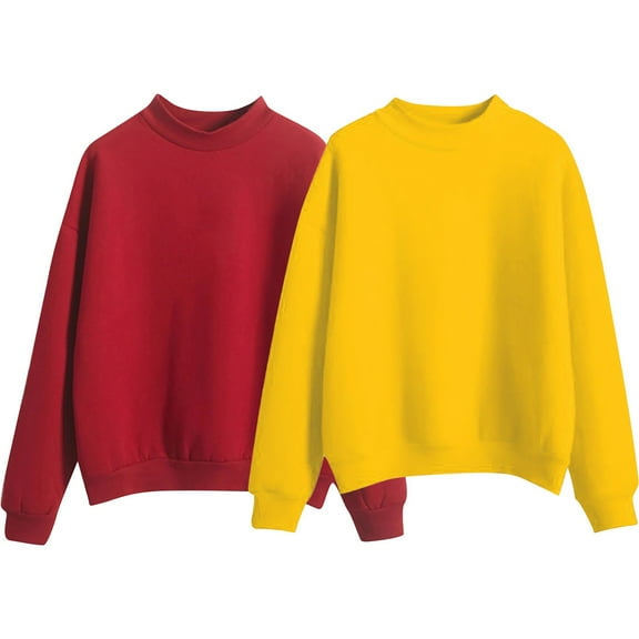 Hoodies For Women Two Piece Solid Color Fleece Lined For Women Loose And Thick Baseball With Small High Collar For Autumn And Winter. Hoodie