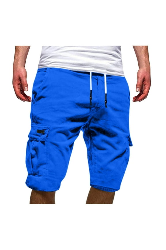 Men Shorts Solid Colour Lace Up Casual Loose Fitting Sports Shorts