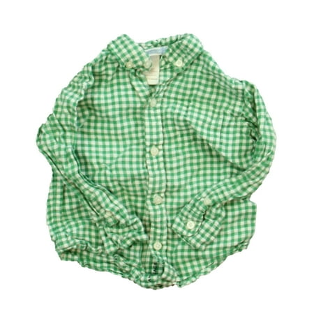 

Pre-owned Janie and Jack Boys Green | White Button Down Long Sleeve size: 18-24 Months