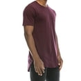 thumbnail image 2 of JC DISTRO Men's Hipster Cotton Elong Drop-Cut Scallop-Tail Short Sleeve Crewneck T-Shirts (upto 3XL) WINE 3XLarge, 2 of 4