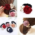thumbnail image 7 of GIXUSIL 4 Pieces Flower Hair Ties For Women Hair Accessories For Women Girls Ponytail Holders Hair Scrunchies Rhinestone Elastic Pearl Headband Hair Jewelry For Girls Hair Ties (Classic Color), 7 of 7