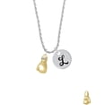 thumbnail image 2 of Delight Jewelry Goldtone Large Boxing Glove Silvertone Script Initial Disc - L - Charm Necklace, 20"+3", 2 of 4