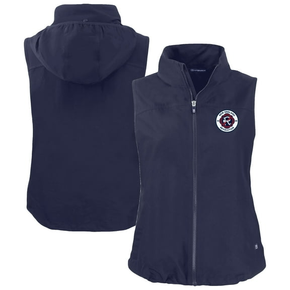 Women's-Cutter & Buck  Navy New England Revolution Charter Eco Recycled Full-Zip Vest