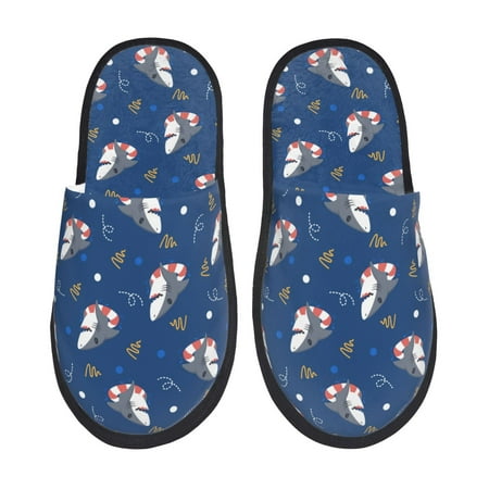 

Sigee Party Shark Cute for Cozy Furry Slippers Super Soft Indoor and Outdoor Use Non-Slip Sole Slip On House Slippers-Large